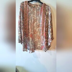 Paisley Chiffon Boho Caftan - Multicolor